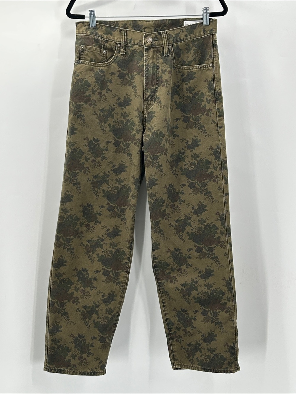 Gap Mid Rise Baggy Jeans in Olive Green Floral Size 29